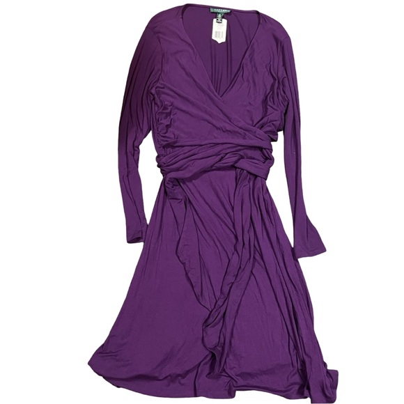 Lauren Ralph Lauren Dresses & Skirts - NWT Lauren Ralph Lauren Purple Long Sleeve Dress With Wrap Around Belt, Women 16